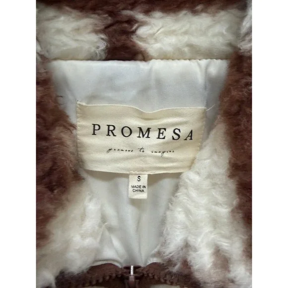 PROMESA Plaid Teddy Jacket Size S Soft Girl - Picture 4 of 4